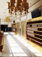 골드 샹들리에가 빛나는 클래식 교회 라이브러리 공간